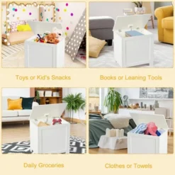 Costway Wooden Toy Box Kids Storage Chest Organizer W/ Flip-Top Lid & Safety Hinge White -Costway GUEST 991bd6f1 effc 4dc9 9ad6 e0be63205b02