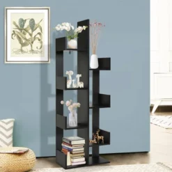 Costway 8-Shelf Bookcase Modern Tree Bookshelf Storage Decor Freestanding White/Black -Costway GUEST 9946bb25 cf92 4f7a 85cd 481734d129f6