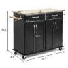 Costway Rolling Kitchen Trolley Island Cart Wood Top Storage Cabinet Utility W/ Drawers