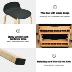 Costway Set Of 2 Barstools Modern 30inch Pub Chairs W/Low Back & Metal Legs Black -Costway GUEST 99f2f192 52ef 4f40 9349 4c03baceb167