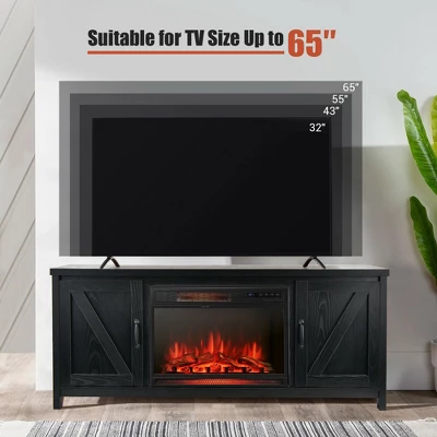 Costway 59'' Fireplace TV Stand W/ 25'' 1350W Electric Fireplace Heater Remote Control 4 Costway 59'' Fireplace TV Stand W/ 25'' 1350W Electric Fireplace Heater Remote Control - Image 4