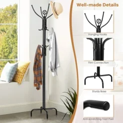 Costway Metal Coat Rack Hat Stand Tree Hanger Hall Umbrella Holder Hooks Black -Costway GUEST 9a1d8ffa 515e 49c2 8815 c0520051ebc9