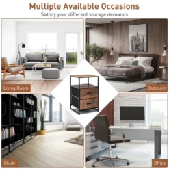 Costway 2-Drawer Dresser W/ Shelves Fabric Dresser Sturdy Steel Frame Wooden Top Rustic -Costway GUEST 9a48c8a4 a23f 486a 9511 f4aa3fc24ac1