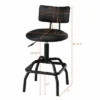 Costway Set Of 2 Adjustable Swivel Vintage Bar Stool PU Leather Steel Frame W/ Backrest