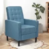 Costway Mid-Century Push Back Recliner Chair Fabric Tufted Single Sofa W/Footrest