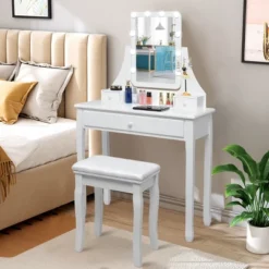 Costway Vanity Table 10 Dimmable Bulbs Makeup Desk WhiteBlackBrown 22 Costway Vanity Table 10 Dimmable Bulbs Makeup Desk WhiteBlackBrown -Costway GUEST 9aadcb69 ce90 4d59 b4b2 64b72ffd2ead