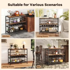 Costway 41" Wine Rack With 4 Glass Holders Wide Countertop Middle & Bottom Storage Shelves -Costway GUEST 9ab359d4 024e 40e9 9587 ec1f17b43a97