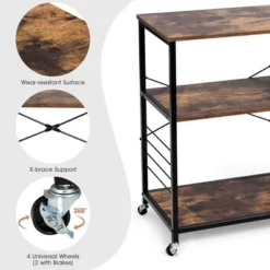 Costway Rolling Industrial Kitchen Baker's Rack Wood Black 16 Costway Rolling Industrial Kitchen Baker's Rack Wood Black -Costway GUEST 9b0c9ab6 388f 43f1 bc95 158b11789b17