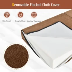 Costway Tri-Fold Fold Down Chair Flip Out Lounger Convertible Sleeper Bed Couch Dorm Brown -Costway GUEST 9b2e4edb 1654 4cd8 8591 c2e6232e2468