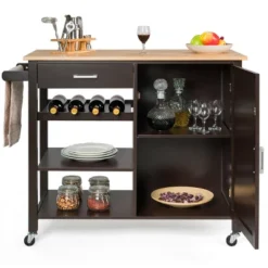 Costway 4-Tier Wood Kitchen Island Trolley Cart Storage Cabinet Brown -Costway GUEST 9b54d3e9 aa57 48b4 a8b8 cbf82e10bfb5
