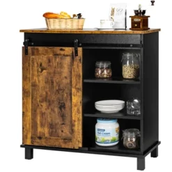Costway Kitchen Buffet Storage Cabinet Sideboard W/Sliding Barn Door Wine Rack -Costway GUEST 9b8da4cc c5f6 47cc 8547 64c2d0f3314f