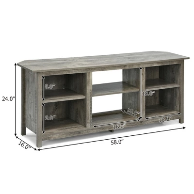 Costway 58'' 2-Tier TV Stand Entertainment Media Center Console Up To 65'' Grey 1 Costway 58'' 2-Tier TV Stand Entertainment Media Center Console Up To 65'' Grey