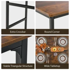 Costway 4pcs Dining Table Set Rustic Desk 2 Chairs & Bench With Storage Rack Brown/Grey/Coffee 15 Costway 4pcs Dining Table Set Rustic Desk 2 Chairs & Bench With Storage Rack Brown/Grey/Coffee -Costway GUEST 9bd17aea dc4b 4f46 86e3 d8467c9113d3