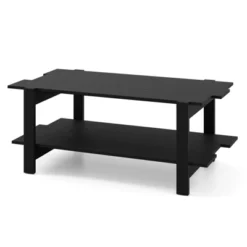 Costway 2-Tier Coffee Table Irregular Center Table With Open Storage Shelf Cocktail Table Walnut/Black/Brown/White -Costway GUEST 9c1e6413 c6a5 4deb a691 8a00a9522b13