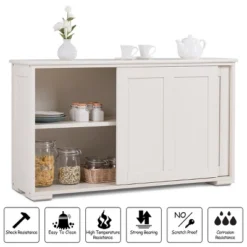 Costway Kitchen Storage Cabinet Sideboard Buffet Cupboard Wood Sliding Door Pantry White 13 Costway Kitchen Storage Cabinet Sideboard Buffet Cupboard Wood Sliding Door Pantry White -Costway GUEST 9c2bf948 adb7 4ddc a82a 09db7b549e8a