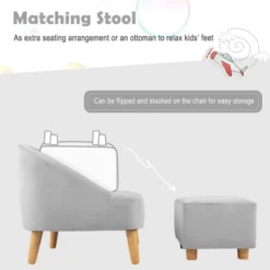 Costway Kids Sofa Chair W/ Ottoman Toddler Single Sofa Velvet Upholstered Couch GreyPink -Costway GUEST 9c9085b3 dc21 4f7d be91 d31a6a6883e6