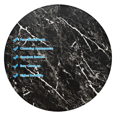 Costway 6PCS Round Bistro Bar Table Height Adjustable 360-degree Swivel WhiteBlack 8 Costway 6PCS Round Bistro Bar Table Height Adjustable 360-degree Swivel WhiteBlack - Image 8