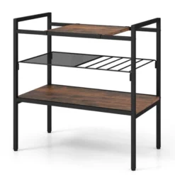 Costway Industrial Entryway Table 3-Tier Sofa Side Table With Removable Panel & Mesh Shelf -Costway GUEST 9ca0c04f 7426 47bc 87f1 aaa3971bd64b