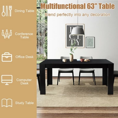 Costway 63'' Dining Table Rectangular Modern Kitchen Table For 6 People Home Furniture 6 Costway 63'' Dining Table Rectangular Modern Kitchen Table For 6 People Home Furniture - Image 6