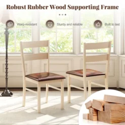 Costway Wooden Dining Chair Set Of 2/4 With Rubber Wood Frame Padded Seat For Kitchen -Costway GUEST 9ce000cd 8451 4bcc 8805 3dbd14ddba7e