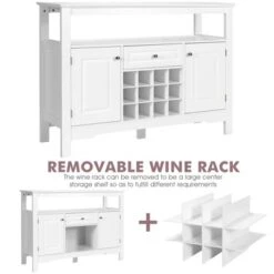 Costway Storage Buffet Sideboard Table Kitchen Sever Cabinet Wine Rack White -Costway GUEST 9ce1b7a1 2f7d 4304 b265 e2e3c5953a10