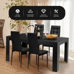 Costway 9pcs Dining Set Wood Table And 8 Fabric Chairs Home Kitchen Modern 10 Costway 9pcs Dining Set Wood Table And 8 Fabric Chairs Home Kitchen Modern -Costway GUEST 9d356803 f5da 4692 940a 3e2a259acf35