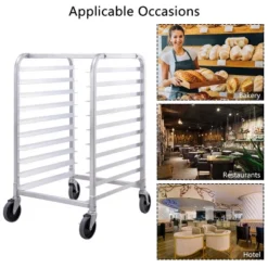Costway 10 Sheet Aluminum Bakery Rack Silver Commercial Cookie Bun Pan Kitchen W/Wheel -Costway GUEST 9d7c1098 ba01 4da5 9fc0 653f51aeeb17