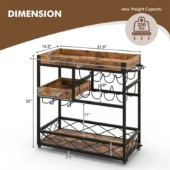 Costway 3-Tier Mobile Bar Serving Cart Liquor Storage Trolley With Removable Tray Wine Rack 11 Costway 3-Tier Mobile Bar Serving Cart Liquor Storage Trolley With Removable Tray Wine Rack -Costway GUEST 9d8391bc f087 4649 bddd 1f3a5c3c1676