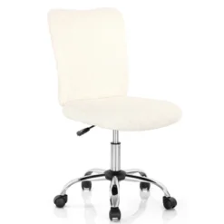 Costway Armless Faux Fur Leisure Office Chair Adjustable Swivel Task Chair -Costway GUEST 9d9a7a16 741f 4563 8235 a71f8599a67b