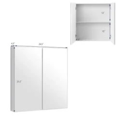Costway Bathroom Cabinet Medicine Cabinet Wall Mount Double Door With Shelf And Mirror