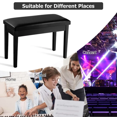 Costway PU Leather Piano Bench Padded Double Duet Keyboard Seat Storage Black 4 Costway PU Leather Piano Bench Padded Double Duet Keyboard Seat Storage Black - Image 4