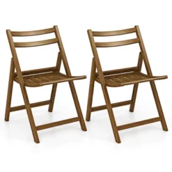 Costway Folding Dining Chair Set Of 2/4 With Rubber Wood Frame Slatted Seat Curved Backrest -Costway GUEST 9db91ae4 c367 474f 9f46 e7c7eca536f5