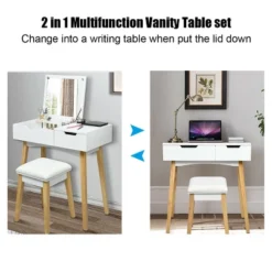 Costway Vanity Makeup Table Cushioned Stool Set W/Flip Top Mirror &1 Drawer Writing Desk 12 Costway Vanity Makeup Table Cushioned Stool Set W/Flip Top Mirror &1 Drawer Writing Desk -Costway GUEST 9deb7f61 8ea7 4cb6 8c34 660c0f0f611c
