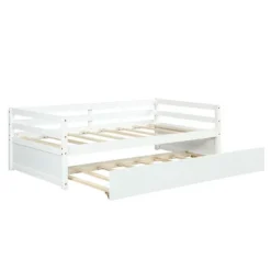 Costway Twin Size Trundle Daybed Wooden Slat Support Mattress Platform For Kids EspressoWhite -Costway GUEST 9e19a3f5 f10c 40c9 bc55 8eae712d768b