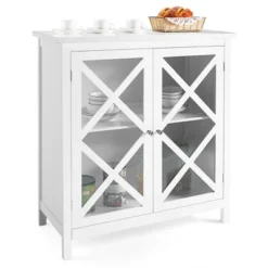 Costway Kitchen Buffet Sideboard Storage Cabinet W/Glass Doors & Adjustable Shelf WhiteBrown 21 Costway Kitchen Buffet Sideboard Storage Cabinet W/Glass Doors & Adjustable Shelf WhiteBrown -Costway GUEST 9e2a8a72 81d3 46c1 a84f b38bdb32ff9d