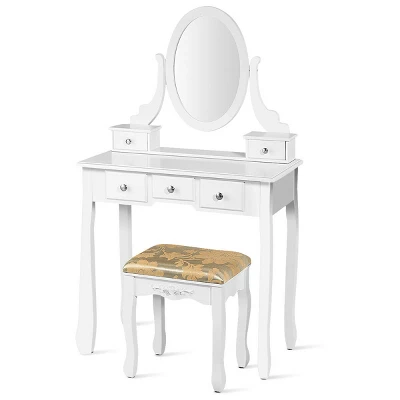 Costway Vanity Table Dressing Table 5 Make Up Table Stool 3 Costway Vanity Table Dressing Table 5 Make Up Table Stool - Image 3