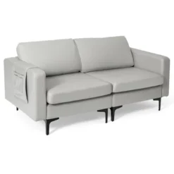Costway Modern Loveseat Leathaire Fabric 2-Seat Sofa Couch W/ Side Storage Pocket 21 Costway Modern Loveseat Leathaire Fabric 2-Seat Sofa Couch W/ Side Storage Pocket -Costway GUEST 9ea9e3ec 609b 427e ac82 e8cfb9df8207