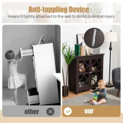 Costway Kitchen Storage Cabinet Buffet Sideboard W/ Glass Doors & Adjustable Shelf -Costway GUEST 9f38adda 5074 4c43 875b 3b830667d508