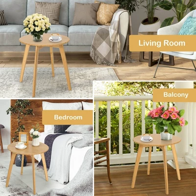 Costway Natural Round End Table Modern Stylish Side Table W/ 20'' Round Tabletop 4 Costway Natural Round End Table Modern Stylish Side Table W/ 20'' Round Tabletop - Image 4