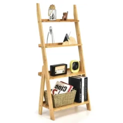 Costway 4 Tiers Bamboo Ladder Shelf Bookcase Storage Organizer Plant Flower Stand 21 Costway 4 Tiers Bamboo Ladder Shelf Bookcase Storage Organizer Plant Flower Stand -Costway GUEST 9f699f47 ba3e 4531 bd4e 884e5ec73baa