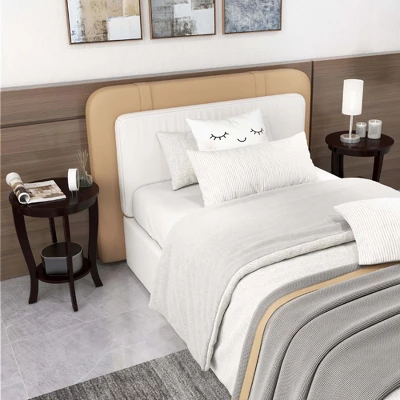 Costway 2-Tier End Table 18'' Round Compact Sofa Side Nightstand With Storage Shelf Espresso/White 2 Costway 2-Tier End Table 18'' Round Compact Sofa Side Nightstand With Storage Shelf Espresso/White - Image 2