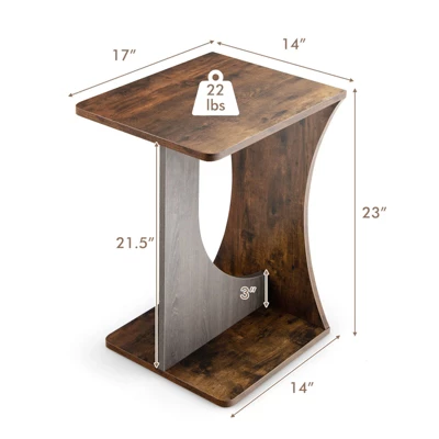 Costway Side Table 2 Tier Sofa Couch Table Compact C-shape End Table Snack Coffee Table 2 Costway Side Table 2 Tier Sofa Couch Table Compact C-shape End Table Snack Coffee Table - Image 2