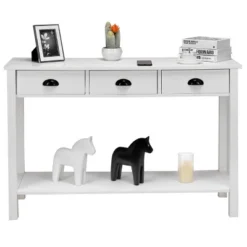 Costway 47" Console Table Hall Table Side Desk Accent Table Drawers Shelf Entryway White -Costway GUEST 9fecbe3e eeae 4f67 9331 6866a2a988fa