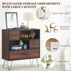Costway Sideboard Storage Cabinet Multipurpose Display Unit W/Metal Leg & Drawers Walnut 14 Costway Sideboard Storage Cabinet Multipurpose Display Unit W/Metal Leg & Drawers Walnut -Costway GUEST a03923d9 bddf 4444 81fe ea6d955c2aa5