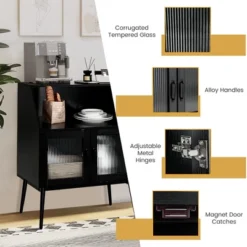 Costway Kitchen Storage Cupboard Buffet Cabinet Sideboard W/ Open Cubby & 2 Glass Doors 14 Costway Kitchen Storage Cupboard Buffet Cabinet Sideboard W/ Open Cubby & 2 Glass Doors -Costway GUEST a03a7a4e 17ef 45b7 8b11 9ec708b87ff0