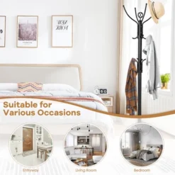 Costway 78'' Metal Coat Rack Free Standing Tree Hat Umbrella Holder Hanger Hooks Black -Costway GUEST a0958f66 dac7 4ad8 9222 a280be5815ad