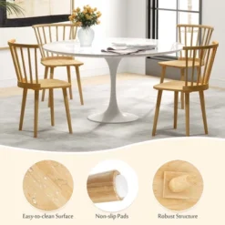 Costway Windsor Dining Chairs Set Of 2/4 Dining Chairs With High Spindle Back Natural -Costway GUEST a09e5b73 c4bf 4eb4 9219 594c818e91b7