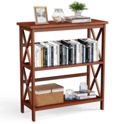 Costway Wooden Shelf Bookcase 3-Tier Open Bookshelf W/X-Design Freestanding Rack BlackBrownNaturalWhite 25 Costway Wooden Shelf Bookcase 3-Tier Open Bookshelf W/X-Design Freestanding Rack BlackBrownNaturalWhite -Costway GUEST a0ba7a42 0103 412f ae44 31c16c1bf749