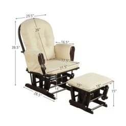 Costway Baby Nursery Relax Rocker Rocking Chair Glider & Ottoman Set W/ Cushion