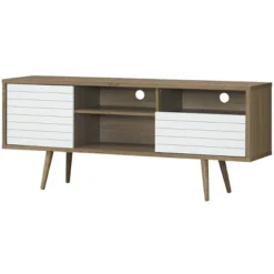 Costway Modern TV Stand/Console Cabinet 3 Shelves Storage Drawer Splayed Leg Wood/White -Costway GUEST a0ea3d96 c647 47b2 8ef3 3b8dccb7beef